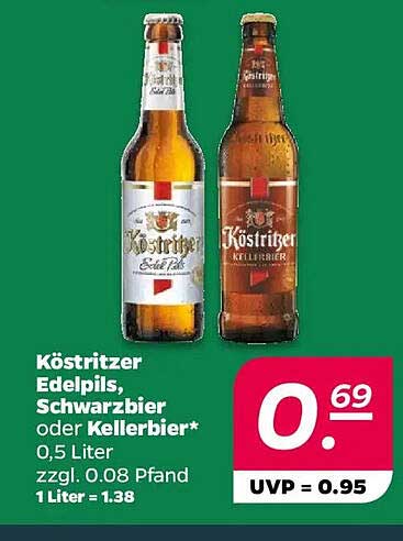 Köstritzer Edelpilz, Schwarzbier oder Kellerbier, 0,5 Liter