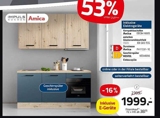 Küchenzeile Amica inkl. Elektrogeräte – 16% reduziert!