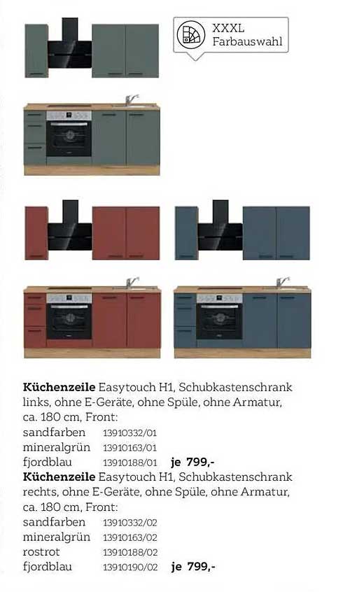 Küchenzeile EasyTouch H1 - Schubkastenlinks oder rechts