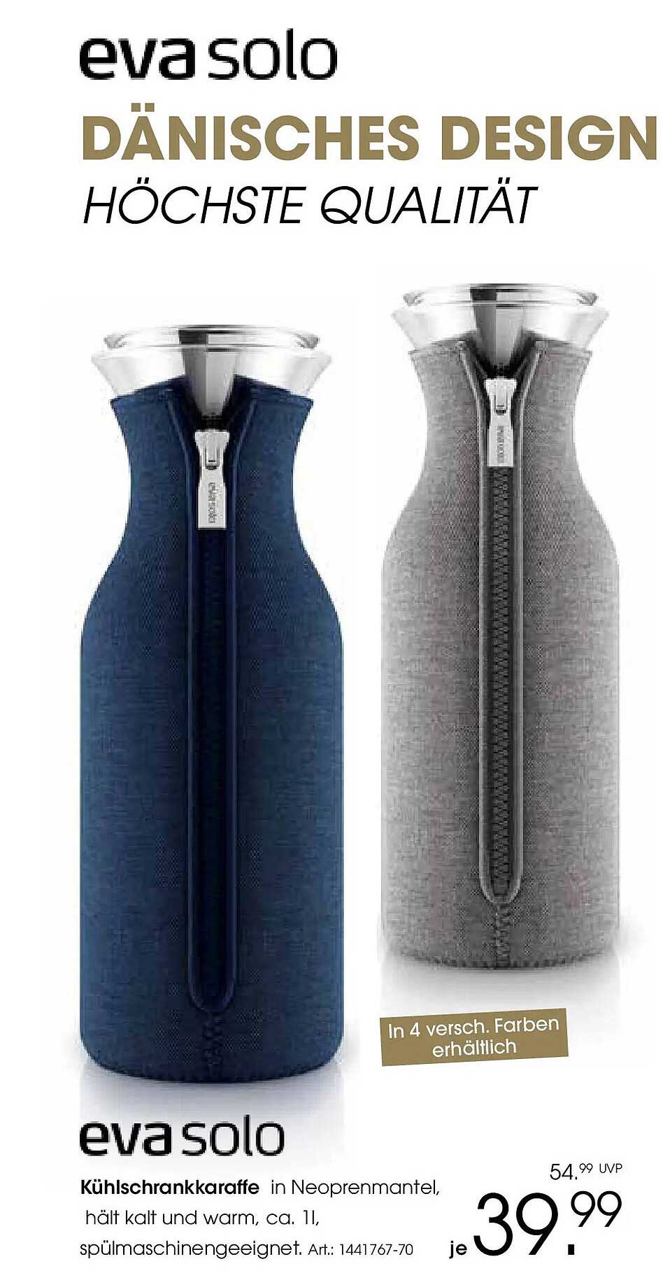 Kühlschrankkaraffe in Neoprenmantel von Eva Solo