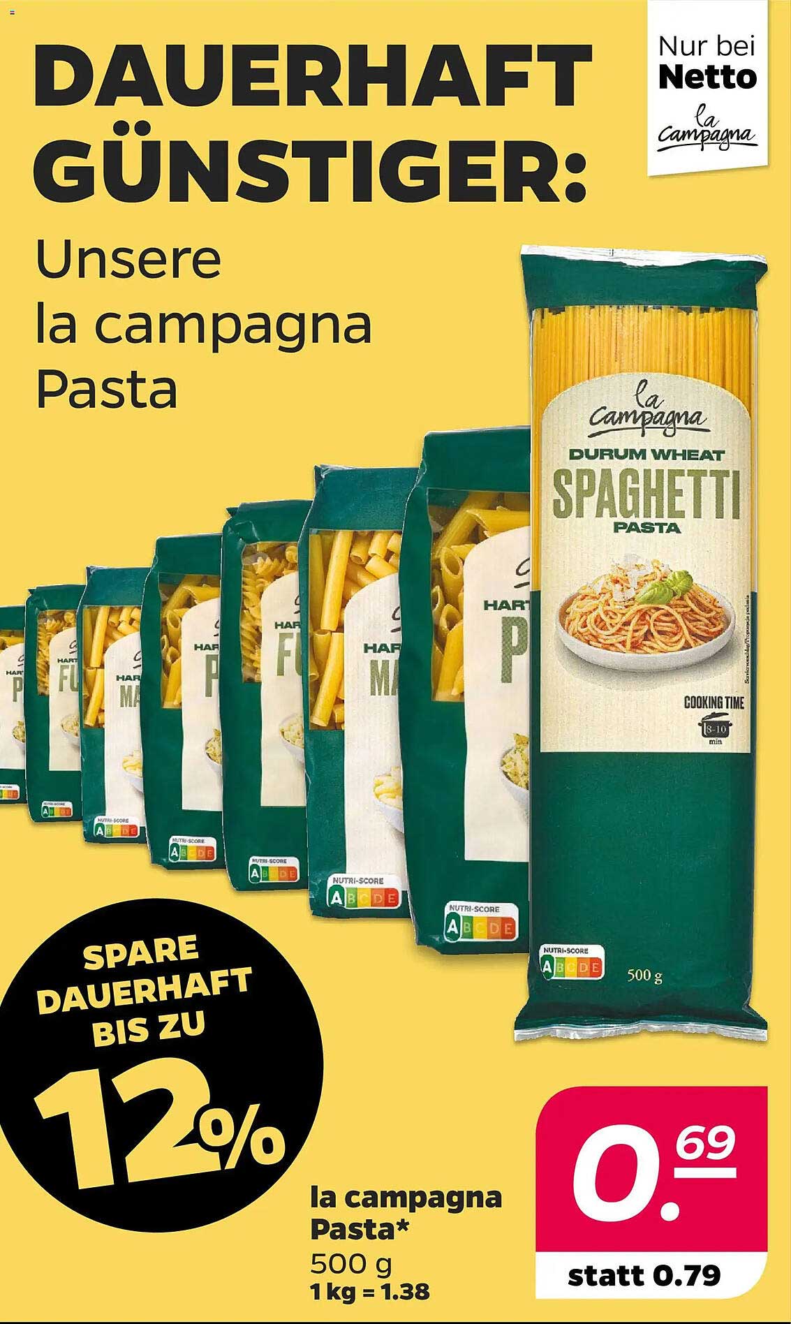 la campagna Pasta 500 g - Dauerhaft günstig!