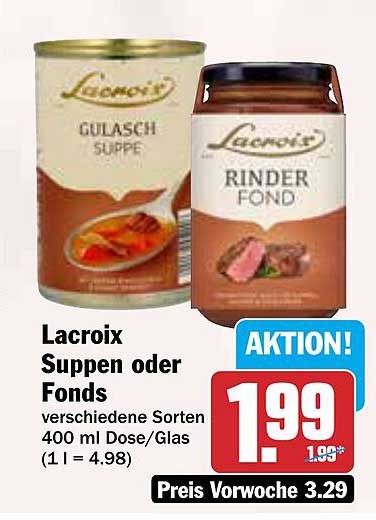 Lacroix Suppen oder Fonds - verschiedene Sorten 400 ml Dose/Glas
