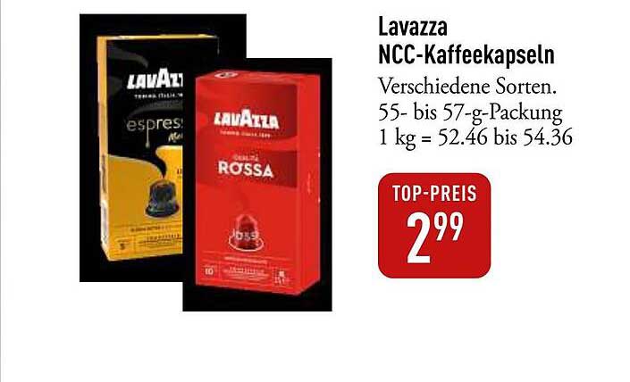 Lavazza NCC-Kaffeekapseln - Verschiedene Sorten