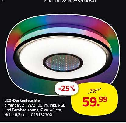 LED-Deckenleuchte dimmbar mit RGB-Fernbedienung