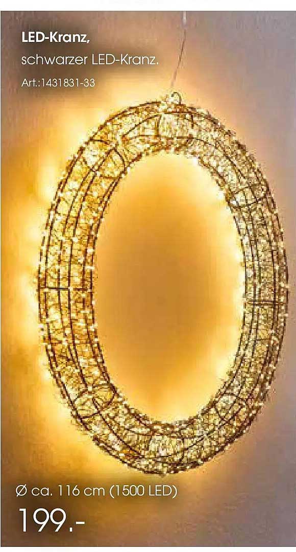 LED-Kranz, schwarzer LED-Kranz, Ø ca. 116 cm (1500 LED)