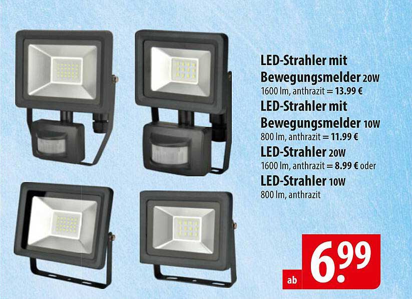 LED-Strahler mit Bewegungsmelder 20W, 10W und weitere Varianten