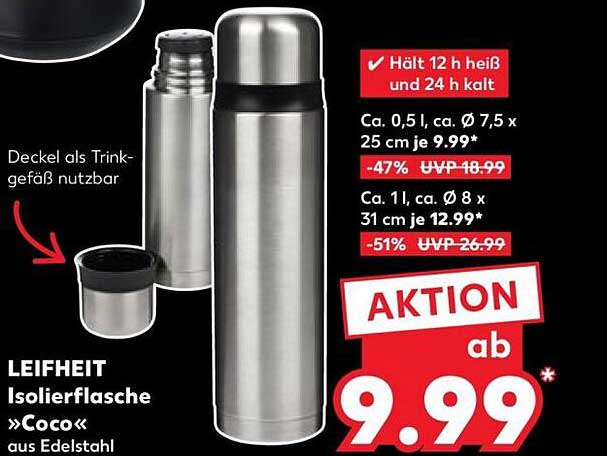 LEIFHEIT Isolierflasche »Coco« aus Edelstahl