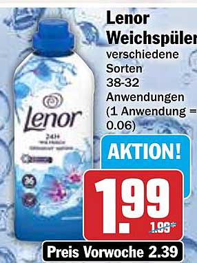 Lenor Weichspüler verschiedene Sorten 38-32 Anwendungen