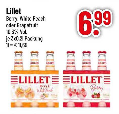 Lillet Berry, White Peach oder Grapefruit – 3x0,2l Packung