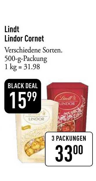 Lindt Lindor Cornet - Verschiedene Sorten, 500-g-Packung