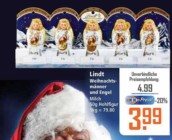 Lindt Weihnachtsmänner und Engel Milch 50g Hohlfigur