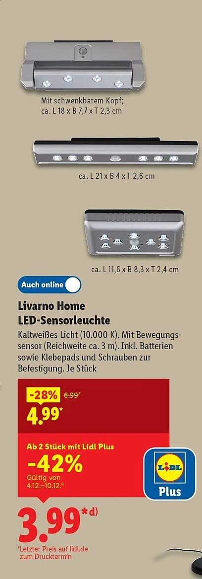 Livorno Home LED-Sensorleuchte