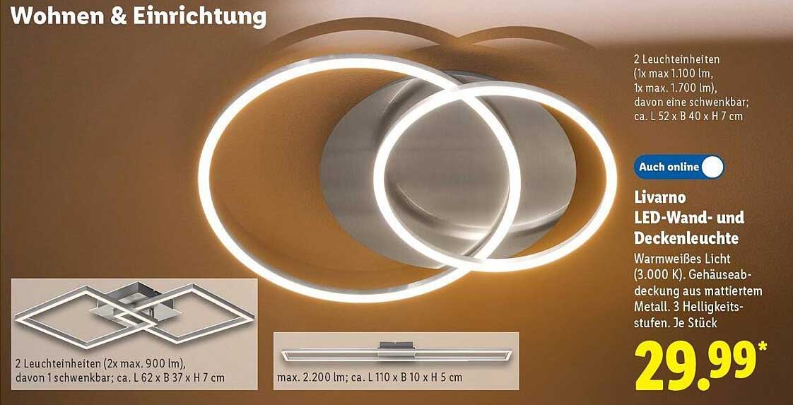 Livorno LED-Wand- und Deckenleuchte