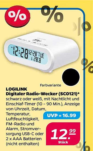 LOGILINK Digitaler Radio-Wecker (SC0121)* schwarz oder weiß