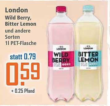 London Wild Berry, Bitter Lemon und andere Sorten 1l PET-Flasche