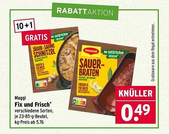 Maggi Fix und Frisch verschiedene Sorten, 23-85 g-Beutel, je 0,49