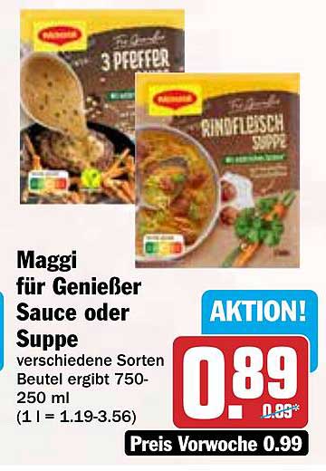 Maggi für Genießer Sauce oder Suppe - verschiedene Sorten