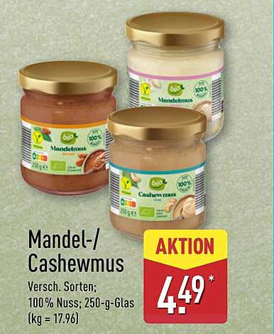 Mandel-/Cashewmus, 250-g-Glas, verschiedene Sorten