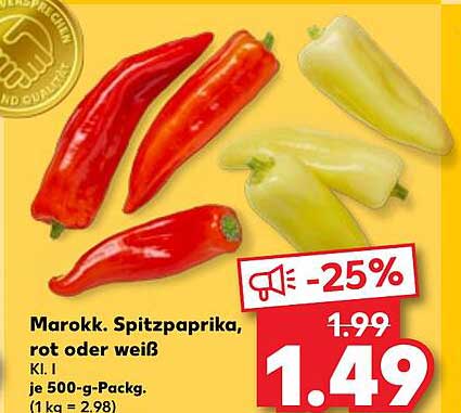 Marokk. Spitzpaprika, rot oder weiß, 500-g-Pack.