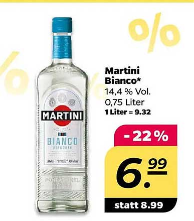 Martini Bianco 0,75 Liter - 22 % Rabatt!