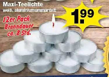 Maxi-Teelichte weiß, aluminiummantelt - 12er Pack