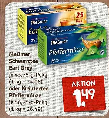Meßmer Schwarztee Earl Grey oder Kräutertee Pfefferminze im Angebot