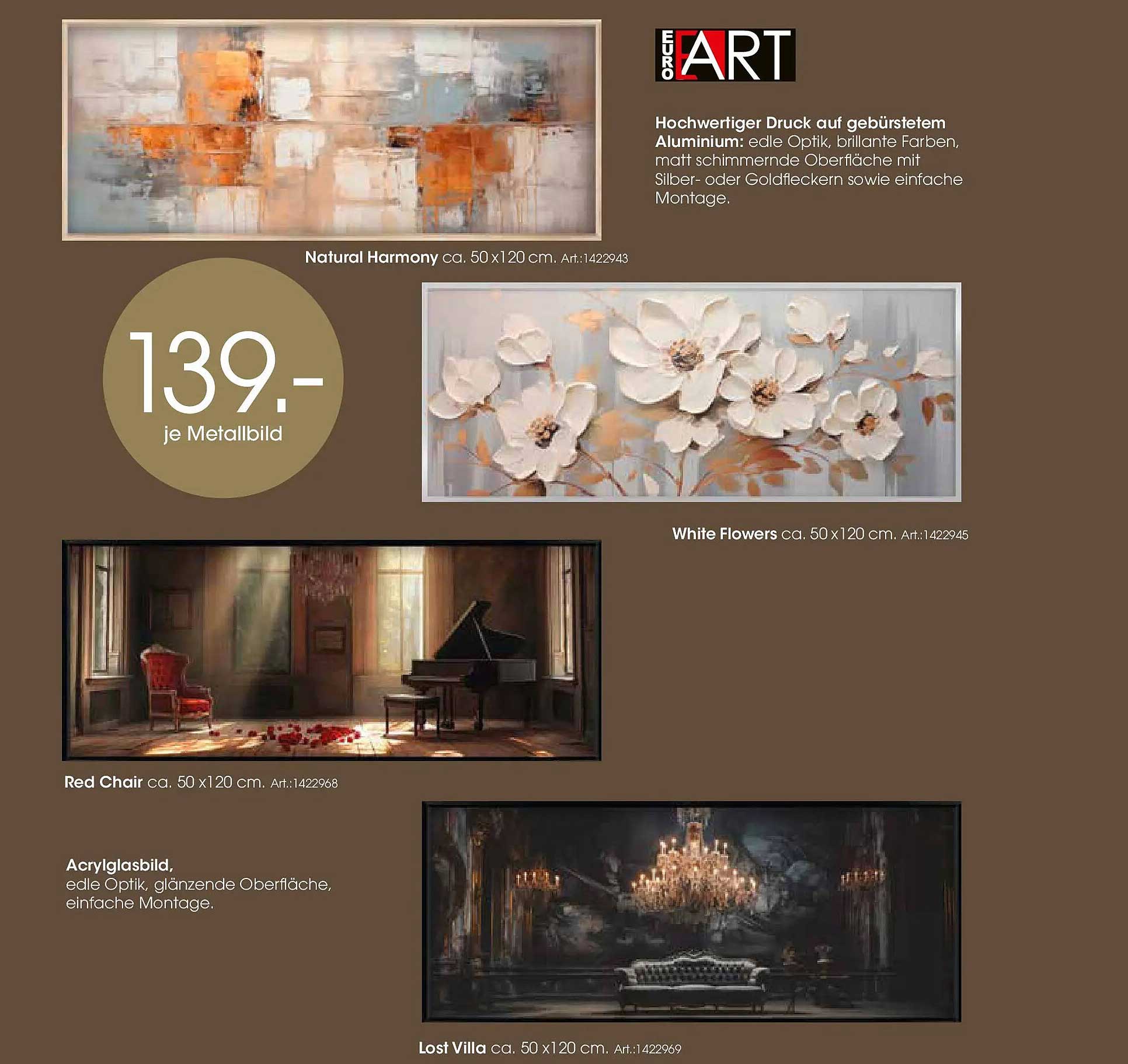 Metalldrucke mit edler Optik und brillanten Farben von EuroArt