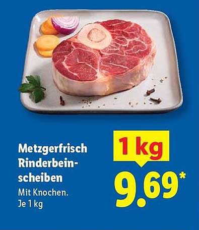 Metzgerfrisch Rinderbeinscheiben mit Knochen