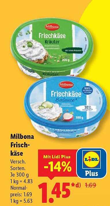 Milbona Frischkäse – Kräuter und Balance