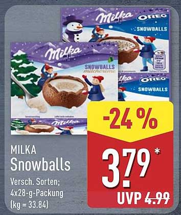 MILKA Snowballs 4x28g-Packung