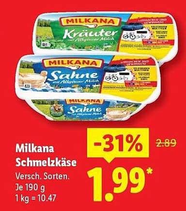 Milkana Schmelzkäse – Verschiedene Sorten