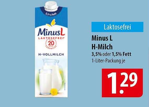Minus L H-Milch 1-Liter-Packung - Laktosefrei