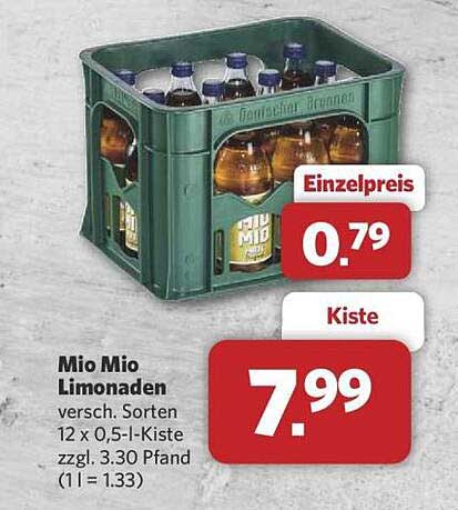 Mio Mio Limonaden 12 x 0,5 l Kiste