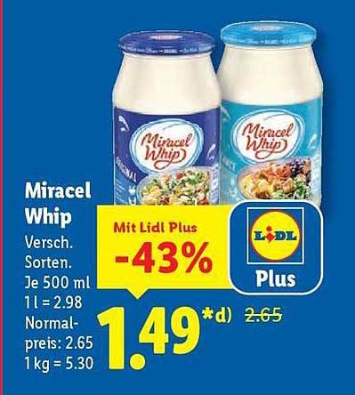 Miracel Whip – 500 ml für nur 1,49 €! -43% Rabatt