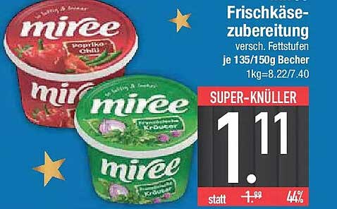 miree Frischkäsezubereitung, verschiedene Sorten