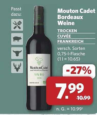 Mou ton Cadet Bordeaux Weine - Trocken Cuvée aus Frankreich