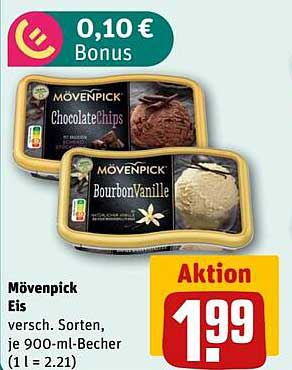 Mövenpick Eis - verschiedene Sorten, je 900-ml-Becher