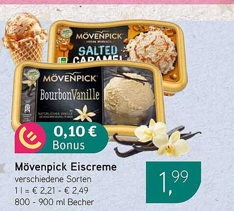 Mövenpick Eiscreme verschiedene Sorten 800 - 900 ml Becher