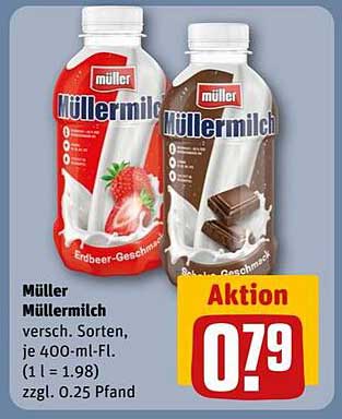 Müller Müller Milch Verschiedene Sorten, je 400-ml-Fl.
