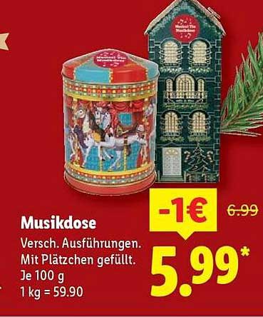 Musikdose – Verschiedene Ausführungen mit Plätzchen gefüllt