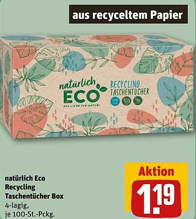 natürlich Eco Recycling Taschentücher Box 100-Stück