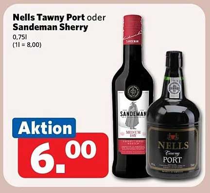 Nells Tawny Port oder Sandeman Sherry 0,75l