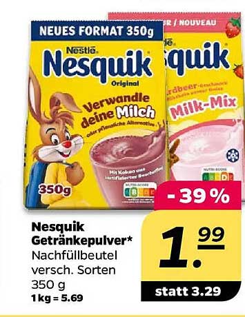 Nesquik Getränkepulver Nachfüllbeutel 350 g - Verschiedene Sorten