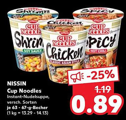 NISSIN Cup Noodles – Instant-Nudelsuppe in verschiedenen Sorten