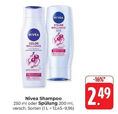Nivea Shampoo 250 ml oder Spülung 200 ml, verschiedene Sorten