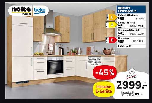 Nolte Küche mit Elektrogeräten - Einbauküche beko