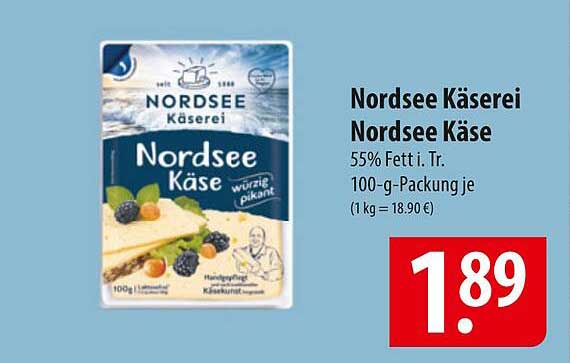 Nordsee Käse 55% Fett i. Tr. 100-g-Packung je
