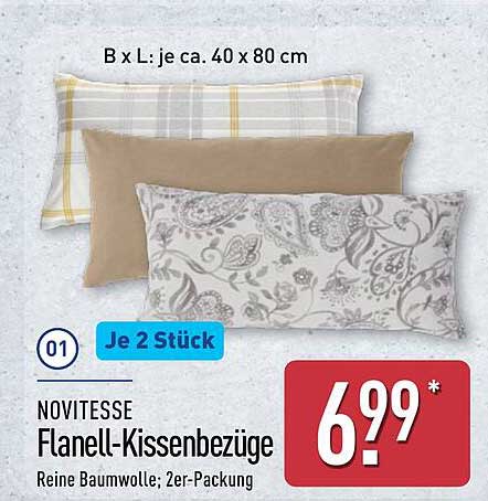 NOVITESSE Flanell-Kissenbezüge; 2er-Pack