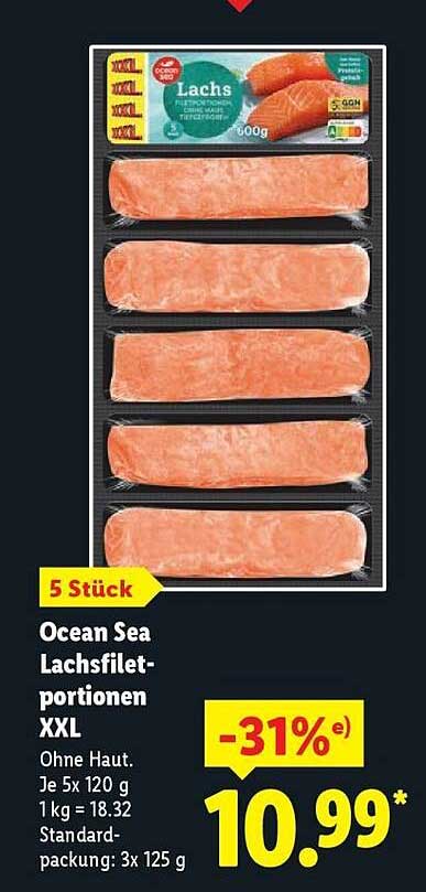 Ocean Sea Lachsfiletportionen XXL, 600 g – Jetzt 31% günstiger!