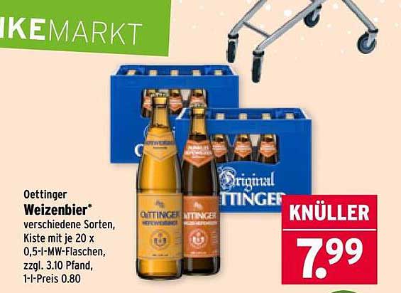 Oettinger Weizenbier Kiste mit 20 x 0,5-Liter-Flaschen